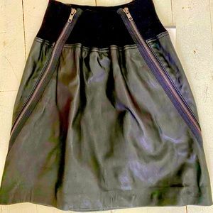 Theory RARE Lambskin Leather Double Zipper Skirt